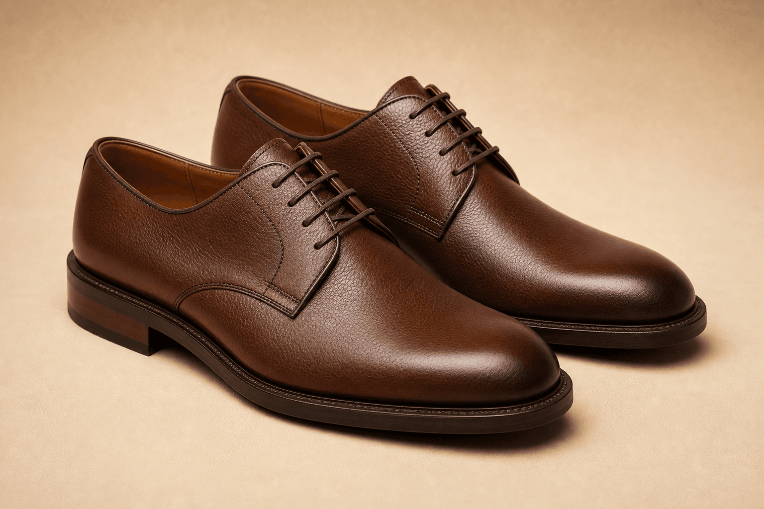 Brown leather derbies