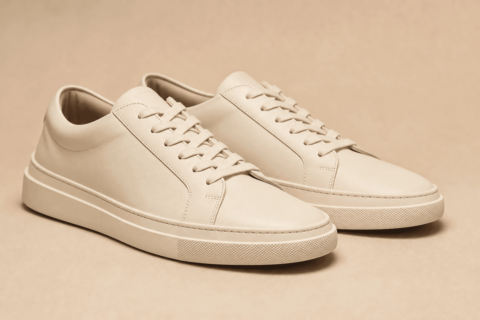 Cream leather sneakers