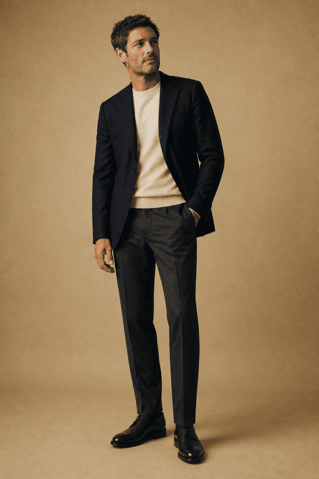 Photorealistic tailored work look from a Valetti style report
